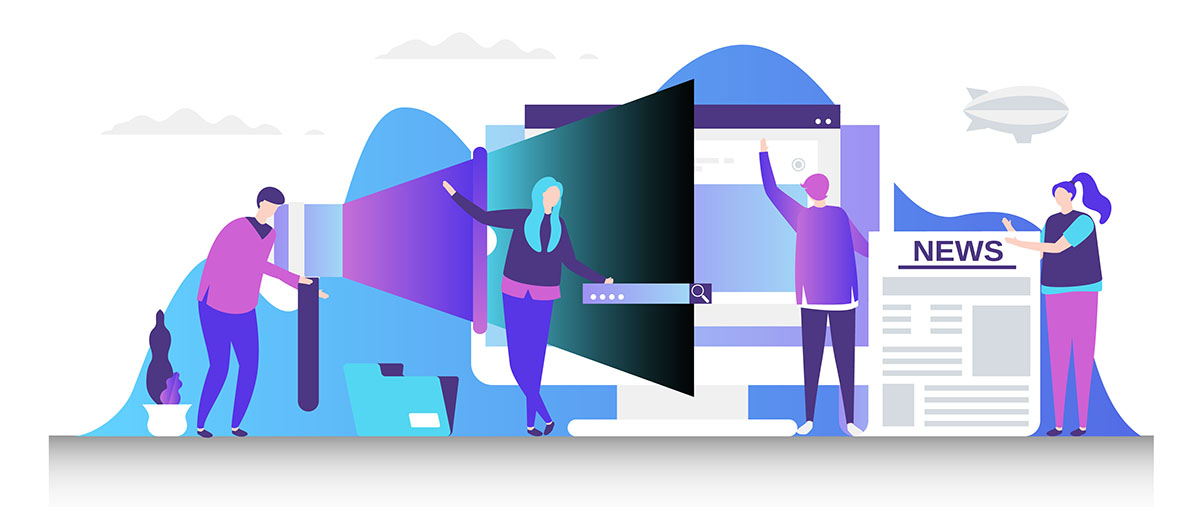 Flat concept graphic of advertising