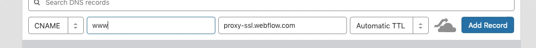 gif of adding a dns record in cloudfare