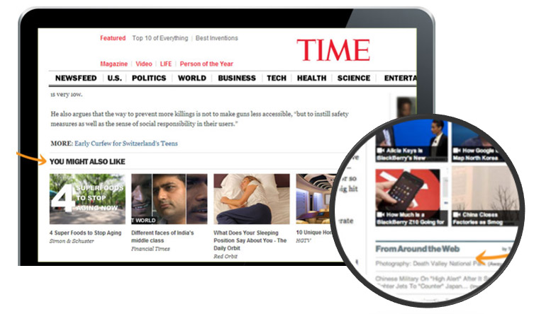 Examples of recommended listings on Time