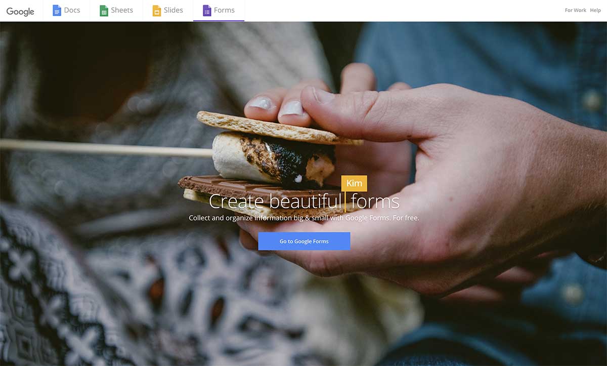 Screenshot of Google Form's homepage