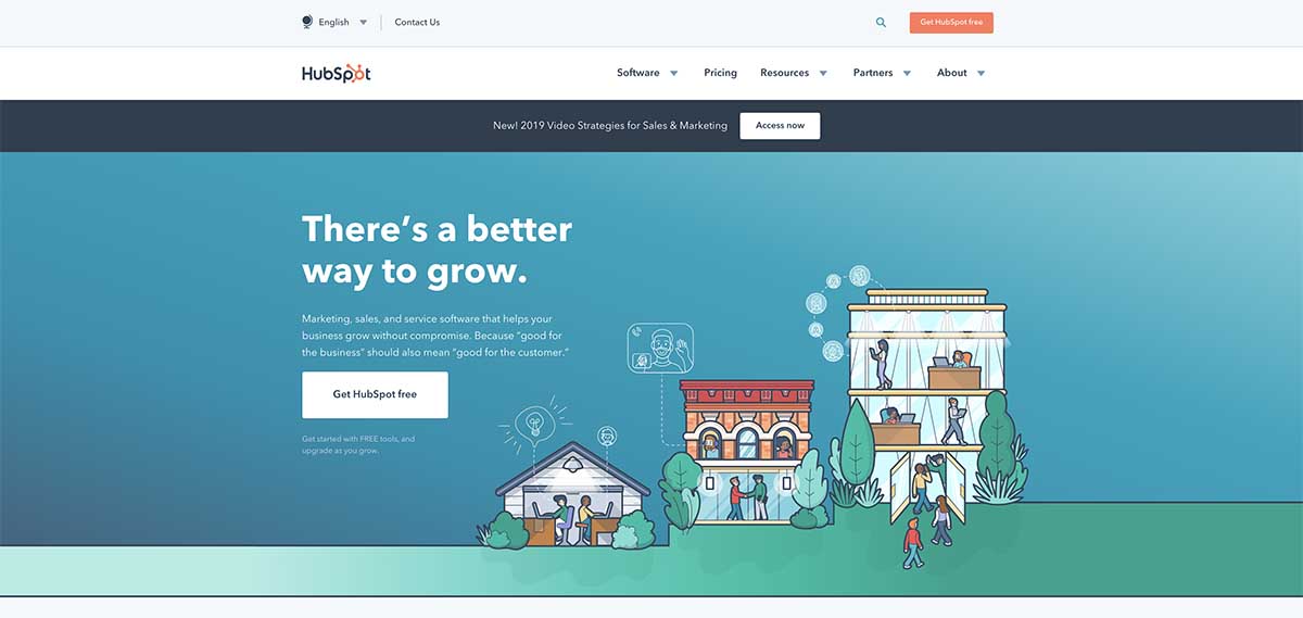 Screenshot of HubSpot's homepage