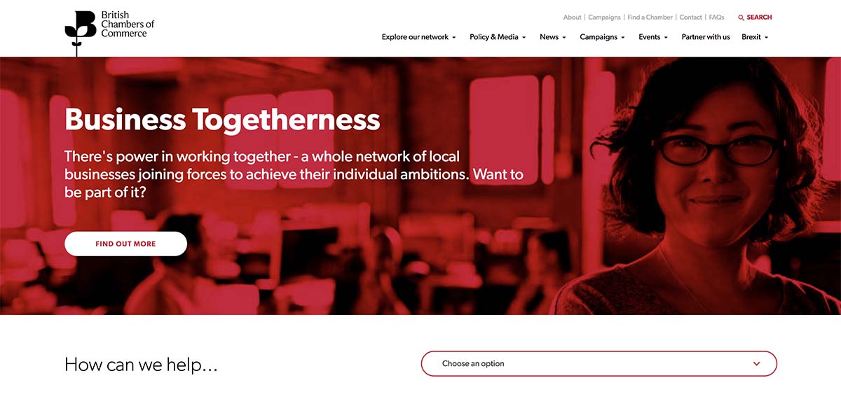Screenshot of the British Chamber of Commerce's homepage