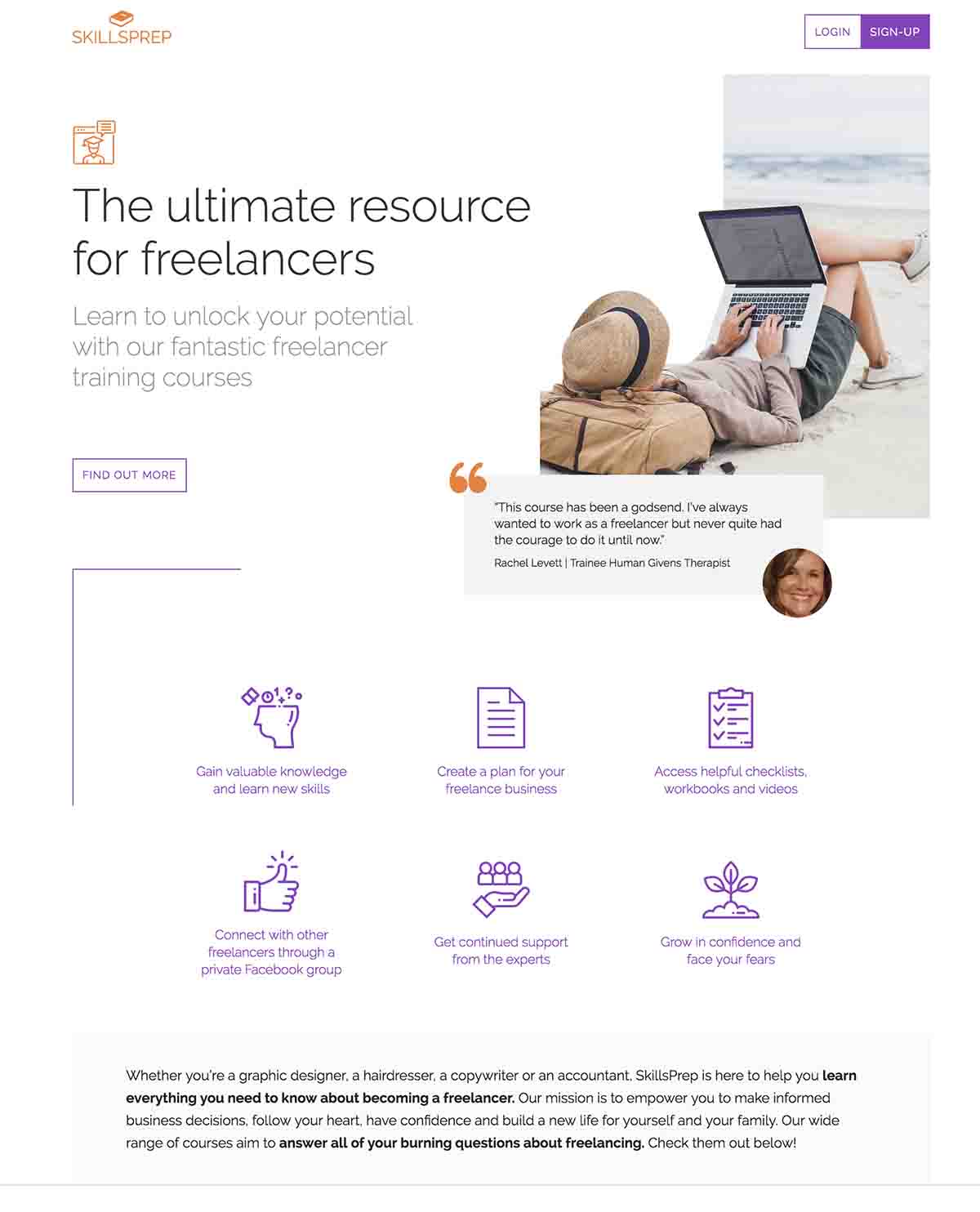 Screenshot of Skillsprep's new website